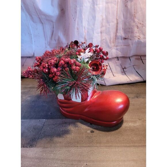 Stocking boot floral Mistletoe bell ornament center piece xmas decor - Picture 4 of 7